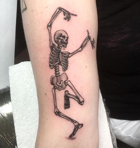 Super fun dancing skeleton for @ohheymaggiemae !! Thank you sooo much ! #skeletontattoo #vegantattoo #vegantattooartist  #tattoodesign #tattooaddict #tattooartist #spotswoodnj #moderntimestattoo #newjerseytattoo #newbrunswicktattoo #middlesexnj #njtattooartist #newtraditional @vegantattoos Corpse Bride Tattoo, Small Traditional Tattoo, Shin Tattoo, Skeleton Tattoo, Vegan Tattoo, Brides With Tattoos, Skeleton Tattoos, Joker Tattoo, Tattoos For Lovers