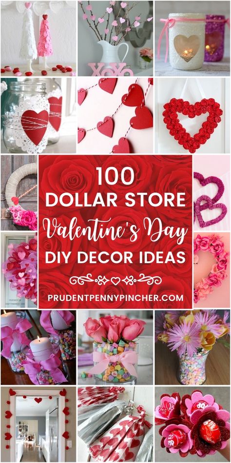 Decorate for less with these dollar store Valentine's Day decorations. From valentine’s day wreaths and valentine’s day centerpieces, there are plenty of valentine’s day decor ideas for your home. #valentinesday #valentine #diy #crafts #homedecor Quotes Valentines Day, Pinterest Valentines, Saint Valentin Diy, Diy Valentines Day Wreath, Valentine Wreath Diy, Valentines Bricolage, Valentine Centerpieces, Valentine's Day Decorations, Easy Valentine Crafts