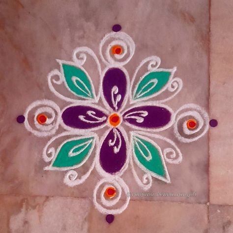 Simple Rongali Design Diwali, Easy Rongali Designs, Diwali Muggulu With Flowers, Easy And Small Rangoli Designs, Diwali Rangoli Ideas Easy Small Design, Small And Easy Rangoli Designs, Small Flower Rangoli Designs Simple, Rongali Design Simple, Easy Rangoli Ideas Simple