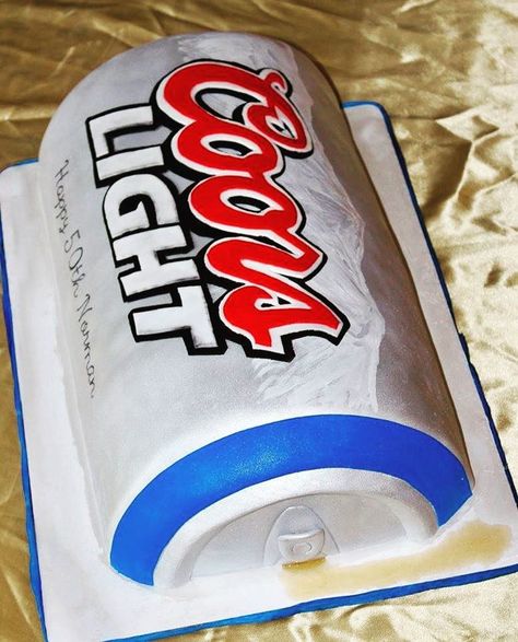 Beer Shaped Cake, Coors Light Cake, Birthday Cake Beer, Beer Party Theme, Nacho Party, Birthday Beer Cake, Harley Davidson Cake, Light Cake, Birthday Beer