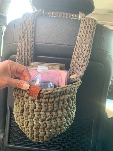 Crochet car basket, car accessories boho, Car basket, Car organization, Hanging car decor #SmartCarAccessories Car Interior Decor Crochet, Earthy Car Interior, Cozy Car Interior, Hanging Car Decor, Crochet Car Decor, Car Basket, Aaron Lycan, Car Accessories Hippie, Smart Car Accessories