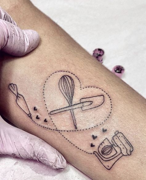 Pastry Tattoo, Baking Tattoo, Cooking Tattoo, Baker Tattoo, Culinary Tattoos, Sewing Tattoos, Chef Tattoo, Cupcake Tattoos, Food Tattoos