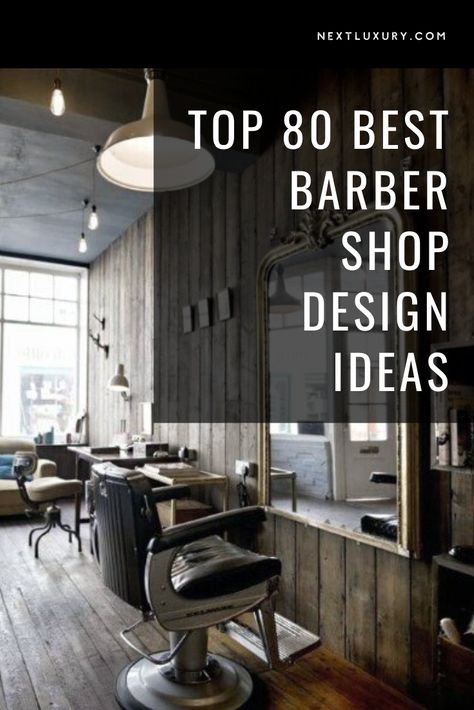 The barber shop has changed considerably since the days of its first inception.Once a place of personal grooming, as well as a one-stop shop for wellness needs and even surgical procedures, today’s barber shop may be a far cry from its medieval origins, but that doesn’t mean it doesn’t hold a timeless appeal of its own. #nextluxury #homedesign #homedecor #homedecorideas New Barber Shop Ideas, Barber Shops Interior Design, Man Cave Barbershop Ideas, Barbershop Station Ideas, Black Barbershop Design, Barber Decor Ideas, Mens Salon Interior Design, Luxury Barbershop Interior Design, Modern Barbershop Design