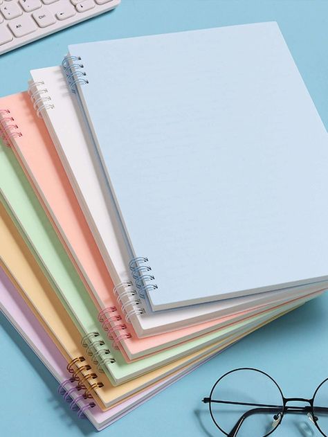 1pc Random Color Spiral Notebook | SHEIN USA Classy School Supplies, Danish Pastel School Supplies, Cool Notebooks For School, Stationary For Highschool, Aesthetic Notebook For School, Cute Stationery Notebooks, Spiral Notebooks For School, School Supplies Aesthetic Notebooks, Fancy School Supplies