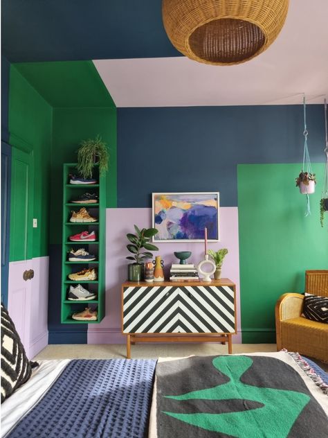 The Colour Block Bedroom — Barbara Ramani Interiors Colour Block Bedroom, Sophie Robinson, Home Makeovers, Shapes Abstract, Colourful Living Room, Colour Block, The Colour, Colour Schemes, Dream Room