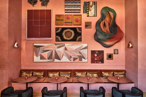 Kelly Wearstler designs hotel bar to feel "like it has been there for ages" Museum Gallery Wall, Proper Hotel, Timber Table, Los Angeles Hotels, Stained Glass Door, Custom Stained Glass, Ace Hotel, Commercial Architecture, Hotel Bar