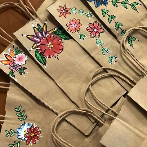 Made some custom bags for my favorite little AZ shop. 🤗 💕Can you guess who these are for? . . Also going to be holding a bag and wrapping… Painted Gift Bags Ideas, Paper Bag Decorating Ideas, Paper Bags Diy, Diy Tote Bag Design, Diy Tote, Bags Diy, Infinity Tattoos, Return Gift, Diy Tote Bag