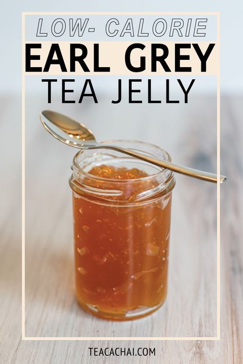 Low-Calorie Earl Grey Tea Jelly. Easy, sweet, delicious and customizable! #earlgrey #earlgray #teaparty #jelly #tearecipes #blacktea #teapartyideas Tea Jelly Recipe, Tea Jelly, Tea Drink Recipes, Jelly Recipe, Tea Health Benefits, Jelly Recipes, Afternoon Tea Parties, Grey Tea, Earl Grey Tea