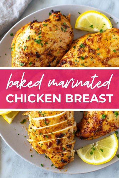 THE Juiciest Baked Marinated Chicken Breast Baked Marinated Chicken Breast, Juicy Baked Chicken Breast, Baked Chicken Marinade, Buttermilk Marinated Chicken, Chicken Breast Marinade Recipes, Marinated Chicken Breast, Chicken Breast Marinade, Juicy Baked Chicken, Marinating Chicken Breast