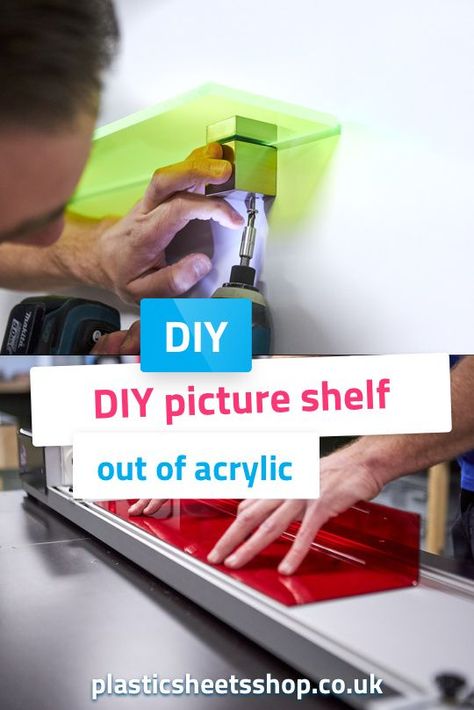 Diy Acrylic Shelf, Plexiglass Shelf, Colored Acrylic Sheets, Picture Ledge Shelf, Photo Shelf, Picture Shelf, Shelf Diy, Acrylic Shelf, Picture Shelves