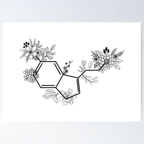 Floral Serotonin, Serotonin Molecule, Sale Poster, For Sale, Flowers, Floral