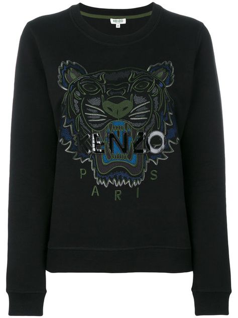 KENZO . #kenzo #cloth #sweatshirt Kenzo Tiger Sweatshirt, Embroidered Cotton Top, Kenzo Tiger, Designer Sweatshirts, Sweater Season, Tiger Head, Sweatshirts Online, Sweater Design, Embroidered Sweatshirts