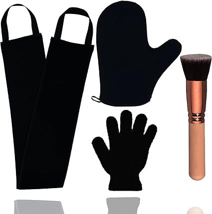 4 Pack Self Tanning Mitt Applicator Kit, with Self Tanner Mitt, Self Tan Back Applicator, Exfoliating Glove, Flat Top Face Tanner Brush, Tan mit for Self Sunless Tanner (black) Face Tanner, Powder Sunscreen, Exfoliating Mitt, Tanning Mitt, Sunless Tanner, Self Tanning Lotions, Face Kit, Exfoliating Gloves, Tanning Mousse