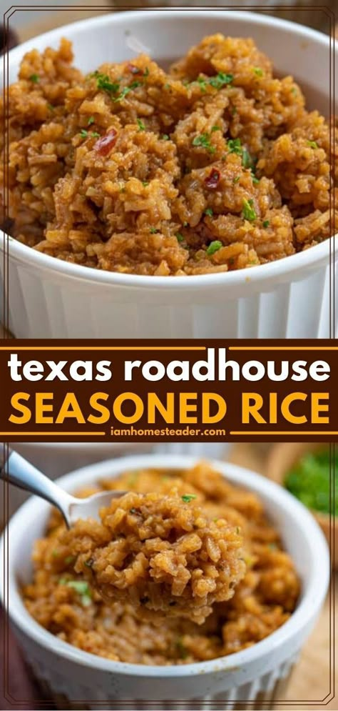 Texas Roadhouse Seasoned Rice, Brown Rice Side Dish Recipes, Brown Rice Side Dish, Easy Rice Side Dishes, Rice Dishes Recipes, Ramen Recipes Easy, Steak And Rice, Rice Side Dish Recipes, Steak Side Dishes