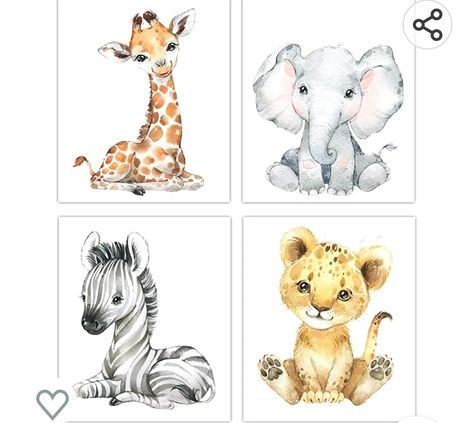 Animal Pictures For Kids, Safari Animal Wall Art, Safari Nursery Art, Safari Baby Animals, Baby Animal Art, Baby Nursery Art, Baby Animal Drawings, Safari Animals Nursery, Kid Bedroom