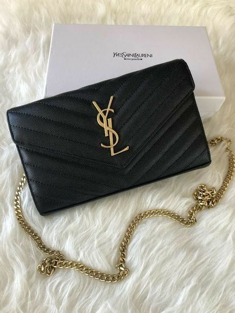 Ysl Wallet On Chain, Sac Michael Kors, Ysl Purse, Ysl Wallet, Luxury Purses, Fancy Bags, Pretty Bags, Cute Purses, Saint Laurent Bag