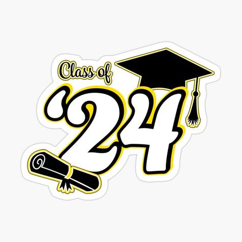 Class of 2024 sticker perfect for high school and college graduates. Available on pins, mugs, cards, and much more! Check out my Redbubble shop for more color options. #2024 #classof2024 #graduate #congratulations 
Redbubble Artist | @SavsSparkleShop Graduation Logo, Graduation Cap And Diploma, Cap And Diploma, Graduating High School, Graduating College, Graduation Art, Graduation Stickers, Certificate Design Template, Graduation Design