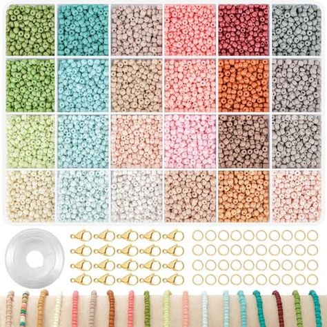 TEXGIZRLY 3mm Glass Seed Beads for Bracelets Making, Friendship Bracelet Making Kit for Girls, 24 Colors Bead Bracelet Kit, Beads for Jewelry Making Kit, DIY, Arts, Crafts Gifts Age 3+ (3MM-A) Friendship Bracelet Making, Friendship Bracelet Kit, Beads For Bracelets, Bracelet Making Kit, Making Friendship Bracelets, Bracelets Making, Bracelet Kit, Diy Gifts For Kids, Crafts Gifts