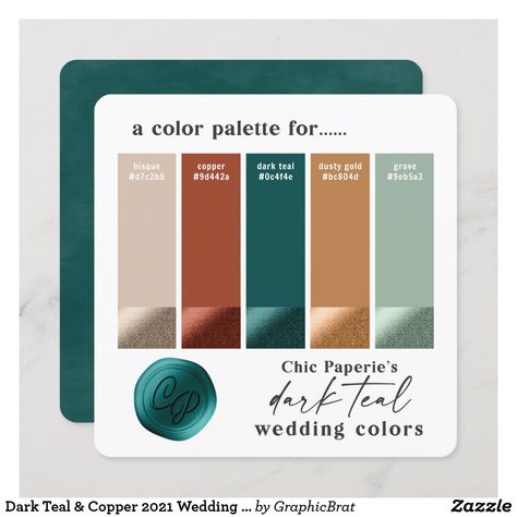 Dark Teal Weddings, Bold Wedding Colors, Teal Wedding Colors, Teal Color Palette, Rustic Wedding Colors, Hex Color, Forest Color, Copper Wedding, Paint Chip