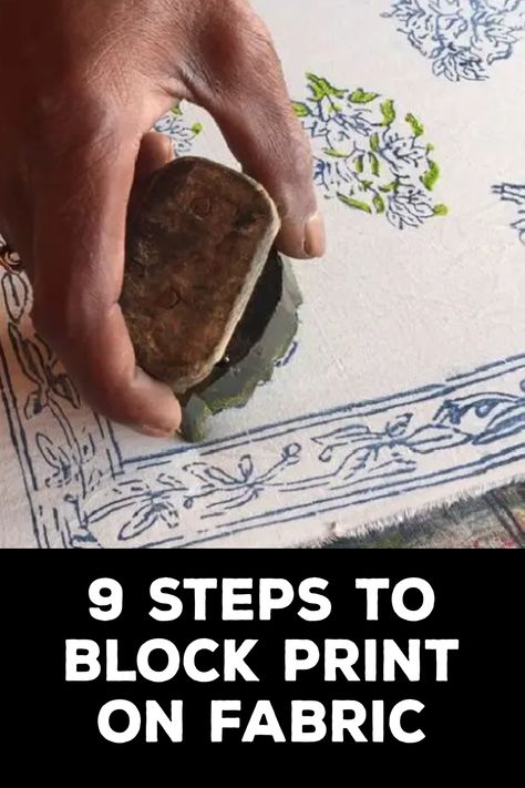 How to Block Print on Fabric Stamping On Fabric Ideas, How To Block Print On Fabric, Fabric Printing Techniques, Block Printing On Clothes, Hand Block Printed Fabrics, Stencil Printing On Fabric, Hand Carved Stamps Diy, Diy Block Print, Fabric Stamping Diy