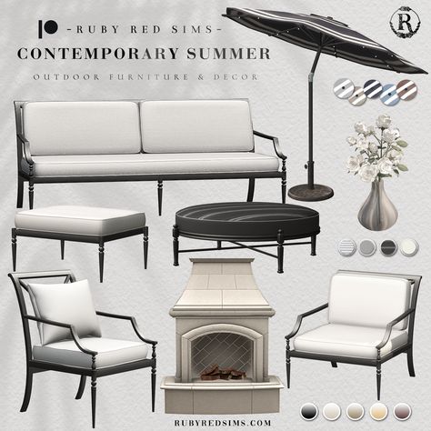 2022.08 - Sims 4 - Contemporary Summer - Download [FREE] | Ruby Red on Patreon House Fever, Living Room Sims 4, Sims4 House, Sims 4 Cc Furniture Living Rooms, Furniture Cc, Sims 4 Kitchen, Cc Sims4, Mod Furniture, Sims 4 Bedroom