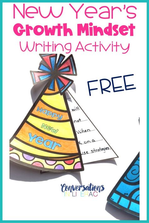 FREE New Year's writing activity for setting goals and how to reach them with growth mindset.  #growthmindset #newyears #free #writingactivity #elementary #classroom #conversationsinliteracy #firstgrade #secondgrade Activities For New Years Eve, Greetings Posters, 6 Syllable Types, January Writing, Classroom Elementary, Mindset Activities, New Years Activities, New Year Goals, Learning Goals