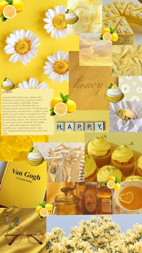 #yellow#pastelyellow#aesthetic#yellowaesthetic#atmosphere#collage#yellowcollage#wallpaper#yellowwallpaper Yellow Collage, Banana Popsicles, Yellow Wallpapers, Handwriting Practice Paper, Wallpaper Theme, Sunny D, Satisfying Pictures, Buttercup Flower, Foster Dog