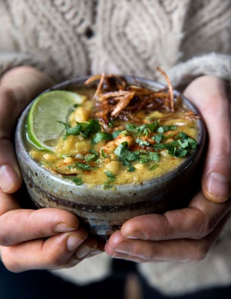 Chickpea Soup with Lemongrass, Ginger & Crispy Shallots - WILD GREENS & SARDINES Lemongrass Soup, Shallot Recipes, Sardine Recipes, Crispy Shallots, Recipes Asian, Chickpea Soup, Recipes Soup, Fried Shallots, Nourishing Foods