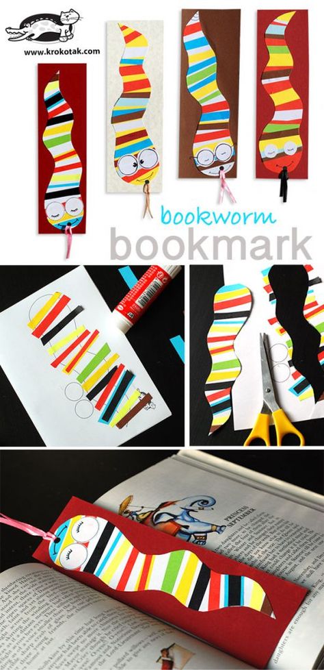 Bookworm Bookmark, Storytime Crafts, Homeschool Crafts, Children Activities, Bookmark Craft, Bookmarks Kids, Diy Bookmarks, Spring Cards, Class Activities