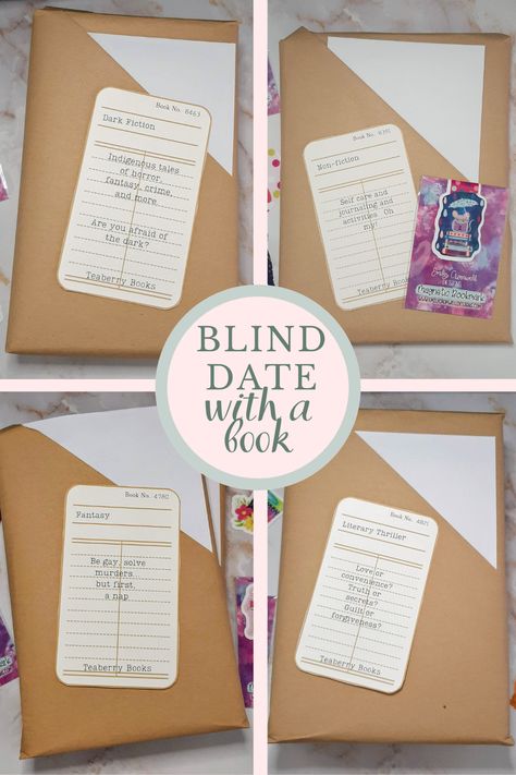 I’ve created some Blind Date with a Book packages that make great holiday gifts. It’s the perfect gift for those who like a little mystery. How To Make A Blind Date With A Book, Blind Date With A Book Printable, Blind Book Date, Book Packaging Ideas, Blind Date With A Book Ideas Wraps, Blind Date With A Book Ideas, Acotar Party, How To Make Blinds, Library Fundraiser