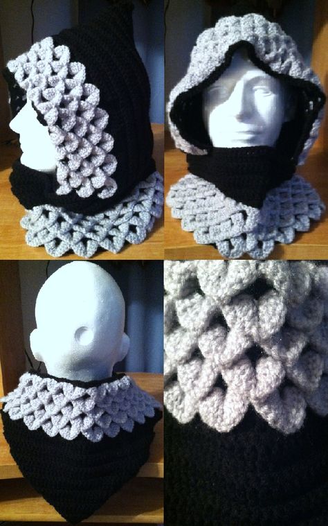 Crocheted Hood, Crochet Dragon Pattern, Crochet Hood, Crocodile Stitch, Crochet Dragon, Super Saver, Dragon Scale, Crochet Cowl, Diy Crochet Projects