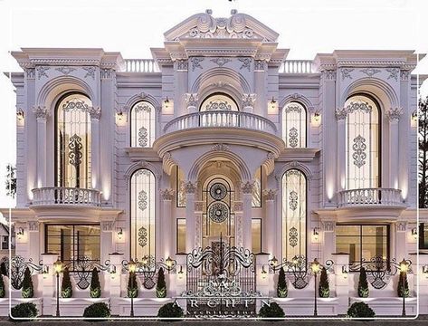 بيوت ملكية, Luxury Villa Design, Luxury Mansions Interior, Luxury Exterior, Luxury Houses Mansions, Classic House Exterior, Classic House Design, House Design Pictures, Duplex House Design