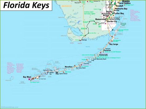 Detailed Map of Florida Keys Map Of Florida Keys, Florida Keys Map, Islamorada Florida, Florida Map, Map Of Florida, Florida City, Packing For A Cruise, Florida Trip, Detailed Map