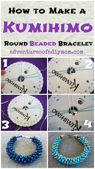 Kumihimo Beaded Bracelets Tutorial Free Jewelry Making Projects, Kumihimo Tutorial, Diy Mom, Kumihimo Jewelry, Kumihimo Patterns, Bracelets Tutorial, Kumihimo Bracelets, Beaded Bracelets Tutorial, Mom Diy