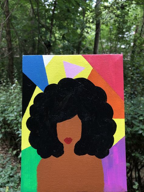 Canvas Drawing Easy, Afro Canvas Painting, Afro Painting Ideas On Canvas, Simple African Painting Ideas, Black Body Paintings On A Canvas, Black Women Paintings Easy, Black Woman Canvas Paintings Easy, Afro Acrylic Painting, Cute Easy Paintings