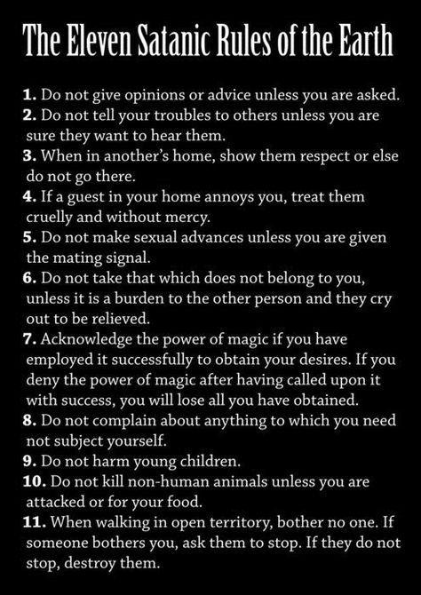 Satanic Rules, Spiritual Satanism, Satanic Bible, Theistic Satanism, Laveyan Satanism, Dark Site, The Satanic Bible, Baby Witch, Spell Book