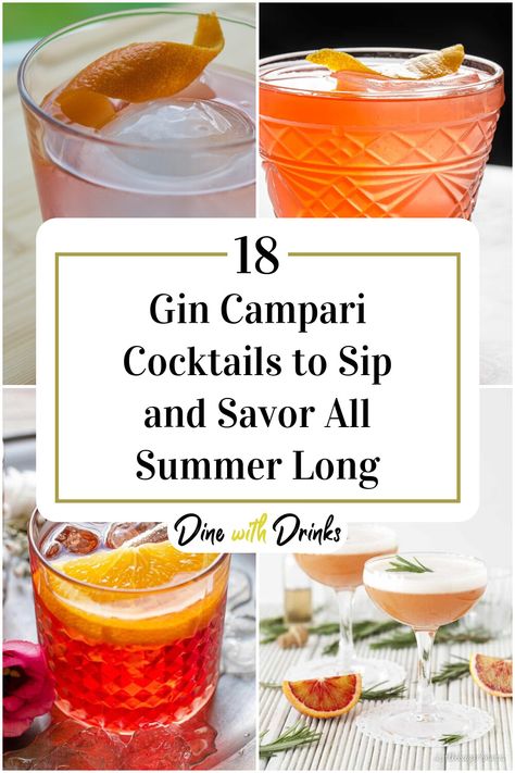 Collage of 4 gin campari cocktails. Cocktails With Campari, Gin Campari Cocktail, Campari Drinks, Campari Cocktail, Campari Cocktails, Grapefruit Drink, Refreshing Recipes, Creative Cocktails, Gin Recipes