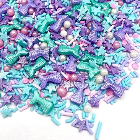 Mermaid Sprinkles, Cupcake Sprinkles, Sprinkles Cake, Unicorn Sprinkles, Cake Sprinkles, Sprinkle Cupcakes, Mermaid Theme Party, Mermaid Parties, Mermaid Theme Birthday