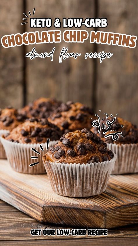 Keto Chocolate Chip Muffins - They Melt in Your Mouth! Keto Chocolate Chip Muffins, Keto Muffin Recipe, Protein Muffin Recipes, Toddler Healthy Snacks, Keto Muffins, Ice Cream Drinks, Low Carb Muffins, Filled Muffins, Keto Chocolate Chips