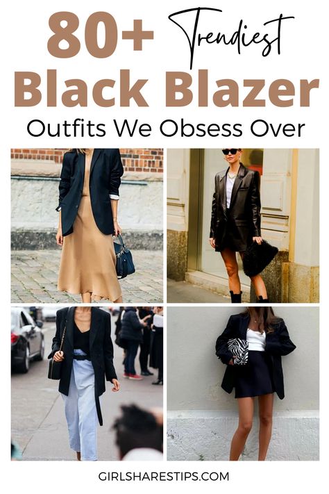 Black Jacket Outfit Women Classy, How To Casually Style A Blazer, Black Blazer Outfits For Women Summer, Black Blazer And Boots Outfit, Outfits With Blazers For Women Night Out, How To Style Black Blazer Classy, Long Blazer Outfits For Women Classy, Black Blazer And Jeans Outfit Women Casual, How To Dress Up A Blazer