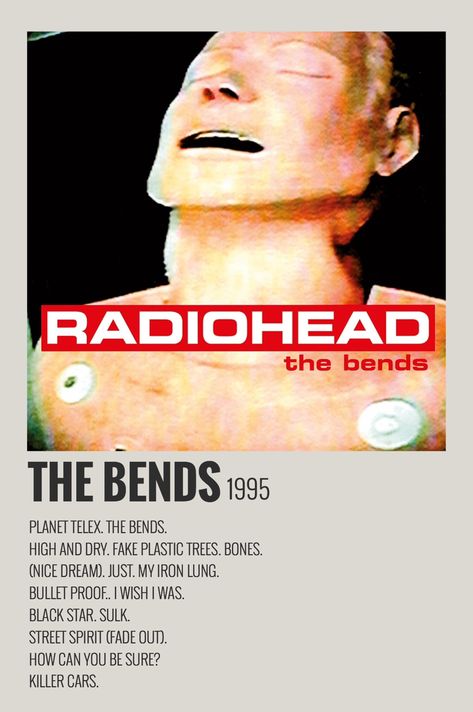 Radiohead Poster, Radiohead Albums, Radiohead The Bends, Muzică Rock, Posters For Bedroom, The Bends, Minimalist Music, Music Poster Ideas, Band Poster