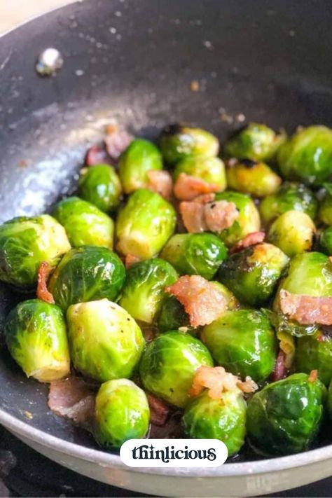 Buttery Brussels Sprouts With Bacon And Garlic - the secret is garlic butter with a hint of orange, which contrasts beautifully with the salty bacon Buttery Brussel Sprouts, Best Brussels Sprouts, Dried Goji Berries, Brussels Sprouts With Bacon, Low Carb Christmas, Roasted Sprouts, Keto Fruit, Sprouts With Bacon, Christmas Cake Recipes