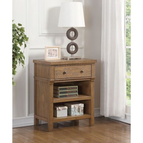 Canora Grey Migdalia Transitional Wood and Metal 1 Drawer Nightstand | Wayfair Industrial Wood Nightstand, Grey Black And Brown Nightstand, Hickory Nightstand, North Dark Brown Shore Nightstand, Dark Wood Nightstand Rustic, Transitional Nightstand, Metal Nightstand, Wooden Nightstand, Reclaimed Oak