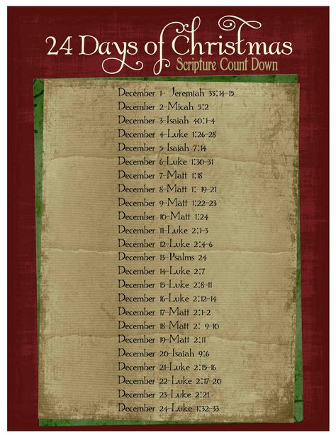 just Sweet and Simple: Christmas Scripture Advent Calendar and Printables Scripture Advent Calendar, 24 Days Of Christmas, Christmas Scripture, Lds Scriptures, Christ Centered Christmas, Quotes Christmas, 11 December, Advent For Kids, 4 December