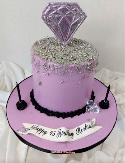 Diamond cake Diamond Theme Party Ideas, Diamond Birthday Cake, Diamond Cake Topper, Diamond Theme Party, Dedication Cake, Diamond Cake, Silver Sprinkles, Diamond Theme, Teen Cakes