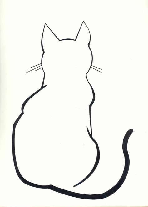 Cat Outline Tattoo, Doodle Cats, Silhouette Chat, Coloring Animals, Simple Cat Drawing, Cat Outline, Cat Tattoos, Drawing Faces, Cat Quilt