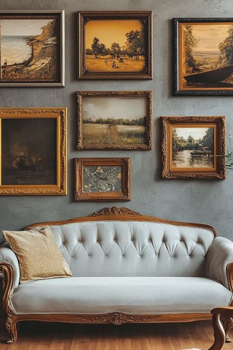 Create a stunning vintage gallery wall using DIY picture frames! Add charm and personality to any space. #VintageDecor #GalleryWall #DIYProjects Bedroom Wall Sconces Bedside Lighting, Picture Frame Gallery Wall, Bedroom Wall Sconces, Frame Gallery Wall, Vintage Gallery Wall, Picture Frame Gallery, Vintage Picture Frame, Vintage Gallery, Diy Picture Frames