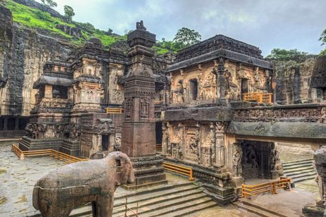 1200 Years Old Kailasa Temple Made Out of Single Rock Kailasa Temple, Buddhist Shrine, Hindu Temples, Photo Album Diy, Album Diy, Ancient India, Ancient Mysteries, Hindu Temple, Mountain Top