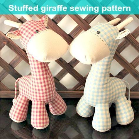 Giraffe Sewing Pattern, Stuffed Giraffe, Giraffe Stuffed Animal, Giraffe Toy, Toy Sewing, Animal Sewing Patterns, Plushie Patterns, Sewing Stuffed Animals, Giraffe Pattern