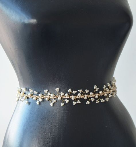 Wedding Belt Gold Rhinestone Sash Pearl Bridal Belts and | Etsy Bridal Belts And Sashes, Bridesmaid Belt, Bridal Belts, Shoulder Necklace, Bridal Sash Belt, Wedding Belt, Prom Accessories, Wedding Sash Belt, Belt Gold